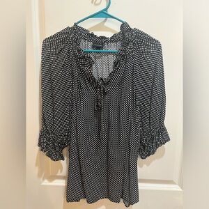 Who What Wear Target short sleeve black top white polka dots XXL